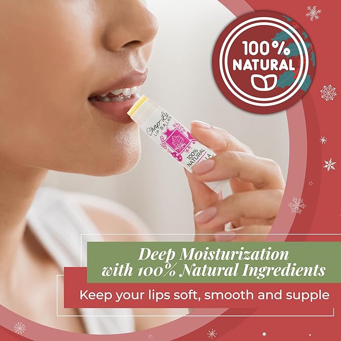 100% Natural Lip Balm Set - Beeswax Natural Christmas Gifts for Her - Ideal Gift for Women - Lip Moisturizer for Dry Lips, Cocoa Butter - Petroleum Free Pack of 8-Velvo Beauty