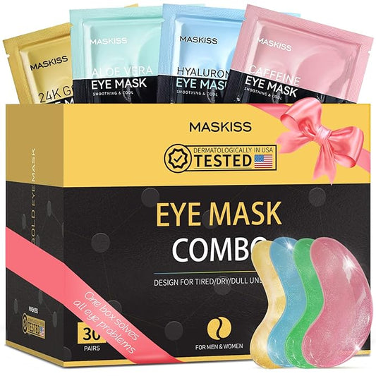 Under Eye Patches(30 Pairs), 24K Gold, Caffeine, Hyaluronic Acid, Aloe Vera Eye Masks for Dark Circles Puffy Eyes Undereye Bags, Eye Skin Care Gift Set for Bachelorette Party Favors-Velvo Beauty