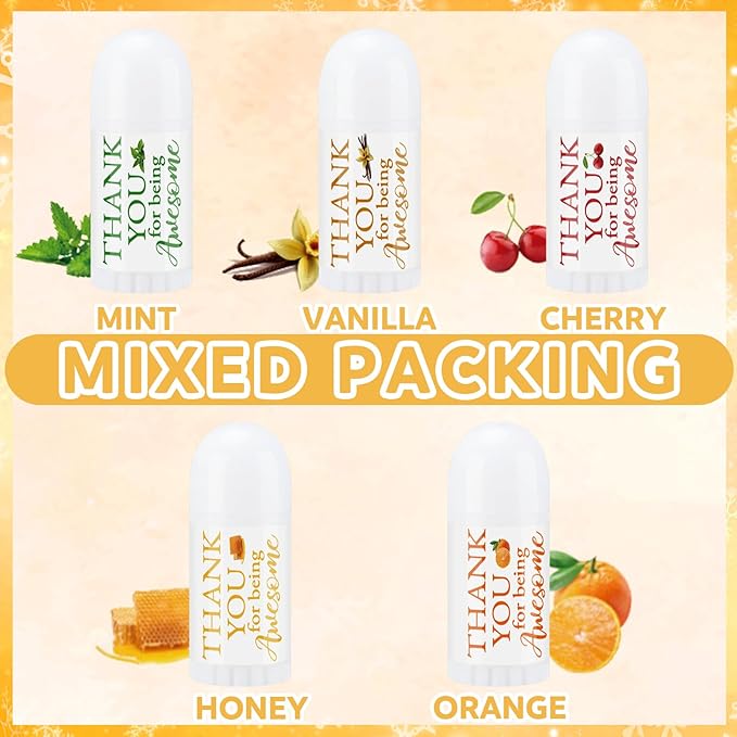 50 Pcs Thank You Gifts Mini Lip Balm Pack Lip Moisturizer Assorted Flavors Dry Lip Care Products for Teacher Baby Shower Coworkers Friend-Velvo Beauty