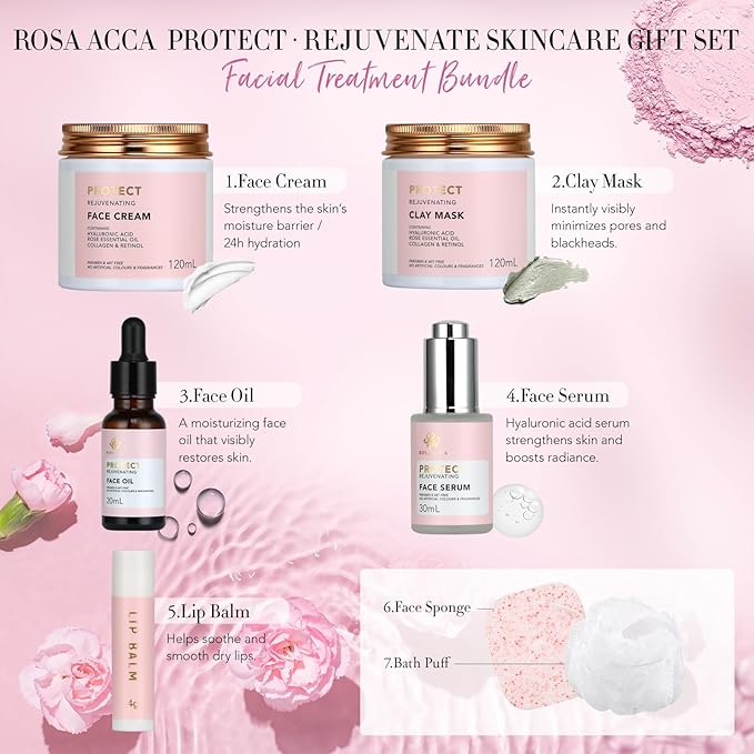 Mother's Day Gift, Spa Gifts 28pcs Rose Facial Skin Care Set for Women, Face Cream, Bath Oil, Serum, Shower Accessories - Bath and Body & Facial Kit - Birthday, Christmas, Valentine's, Bridal Shower-Velvo Beauty