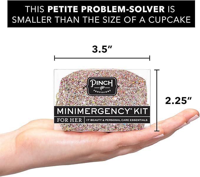 Pinch Provisions Rose Gold Minimergency Kit, includes 17 Travel-Sized Cosmetic Essentials, Convenient for Purses, Emergency Beauty Accessories, Gifts for Holiday’s & Birthday’s-Velvo Beauty