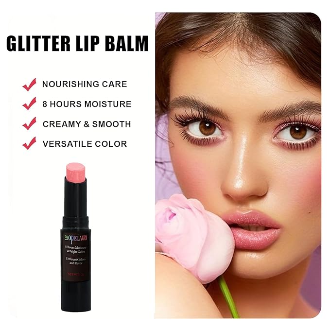 10 Pack Tinted Lip Balm With Glitter Powder Stocking Stuffers Tinted Chapstick - Moisturizing Lip Balm with Shimmer - Lipstick Set - Assorted Colors and Favors-Velvo Beauty