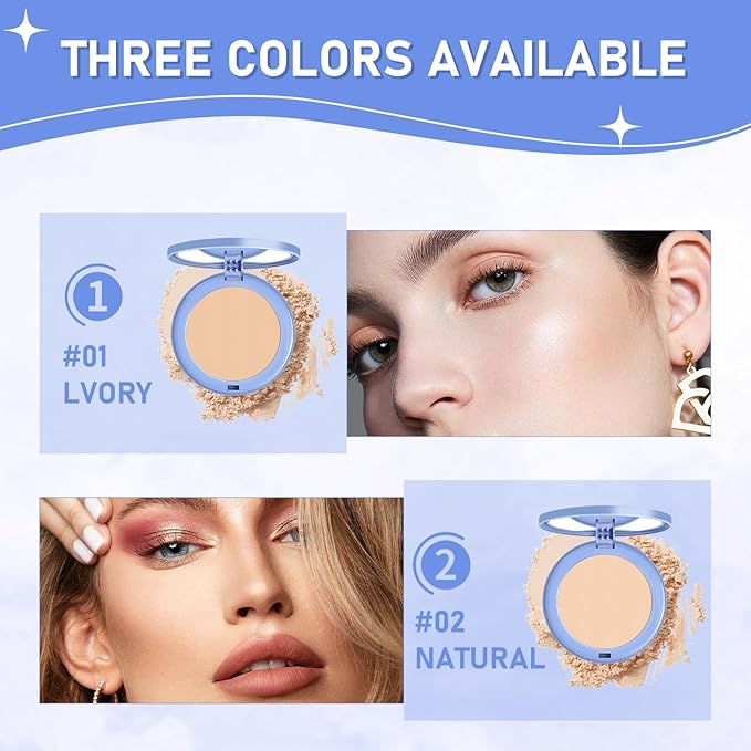 Maycheer Face Powder, Maycheer Setting Powder, Maycheer Lasting Waterproof Oil Absorbing Pressed Powder Compact, Lightweight Finishing Pressed Powder Compact (Calassic Ivry, 01)-Velvo Beauty