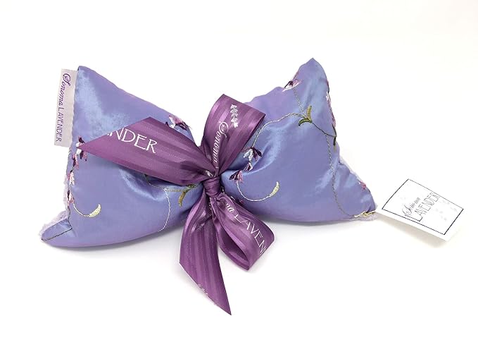Sonoma Lavender Spa Mask, Heatable/Chillable Aromatherapy Eye Pillow with Lavender Infused Flaxseed Insert, Eye Compress for Stress Relief with Removable and Washable Cover (Embroidered Lavender)-Velvo Beauty