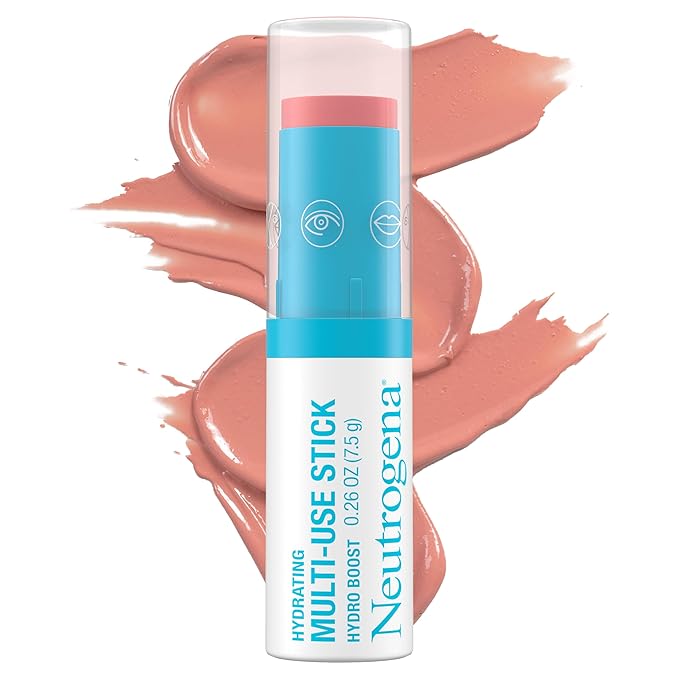 Neutrogena Hydro Boost Hydrating Multi-Use Makeup Stick with Hyaluronic Acid, Gentle Multi-Use Colored Makeup Balm to Brighten Lips, Cheeks & Eyes, Non-Comedogenic, Soft Pink, 0.26 oz-Velvo Beauty