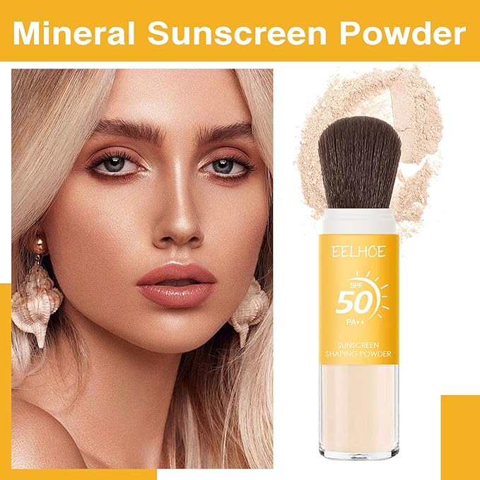 Mineral Sunscreen Setting Powder, SPF 50, Translucent Mineral Brush Powder, Long-Lasting Lightweight Breathable, Natural Matte Finish, Oil Control for All Skin Types-Velvo Beauty