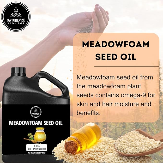 Naturevibe Botanicals Meadowfoam Oil 32 Ounces | 100% Pure and Natural | Great for Skin Care and Hair Care-Velvo Beauty