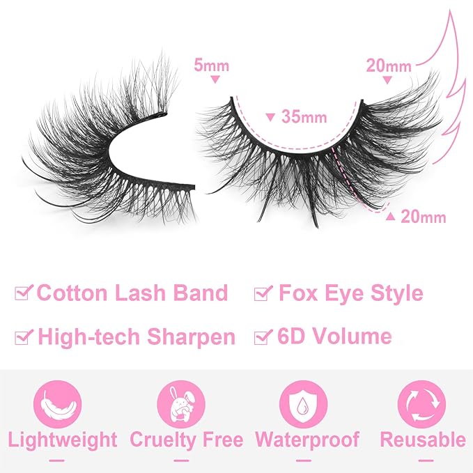 Fox Eye Lashes Wispy Faux Mink Lashes Volume Fairy Cat Eye Lashes That Look Like Extensions Spiky Fake Eyelashes Natural Look-Velvo Beauty