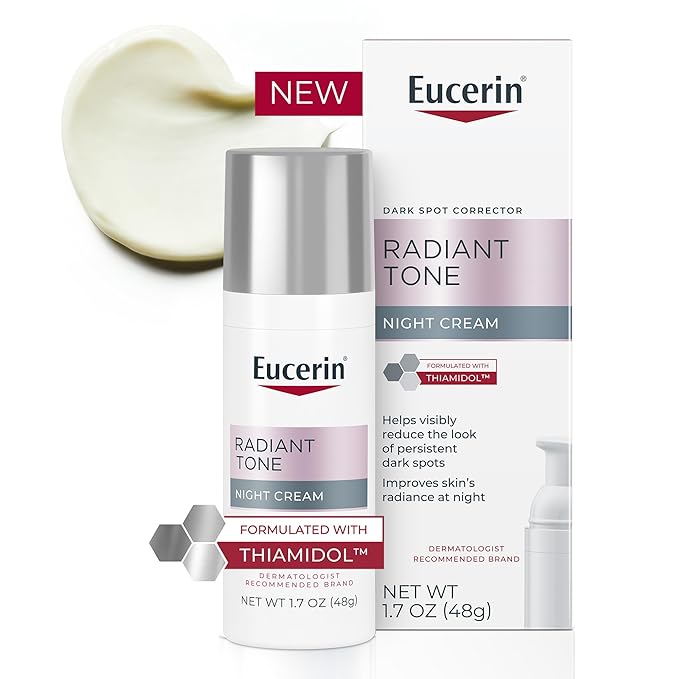 Eucerin Radiant Tone Night Cream, Dark Spot Corrector with Thiamidol, Night Moisturizer for Face Helps Visibly Reduce the Look of Persistent Dark Spots, All Skin Types, 1.7 Oz Bottle-Velvo Beauty