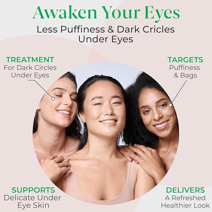 EyeGLO Caffeine Eye Cream for Dark Circles, Eye Bags, and Puffiness | Under Eye Treatment for Women with Peptides, Antioxidants, Hyaluronic Acid | Natural Brightening Eye Cream - 1 Oz-Velvo Beauty