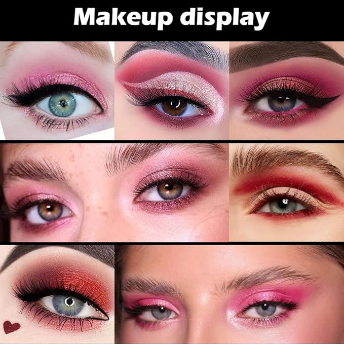 16 Girds Colorful Matte Shimmer Eyeshadow Palette for Eye Makeup,High Pigmented Eye Shadow Primers Powder Palet de sombras de ojos-Pink Red#-Velvo Beauty
