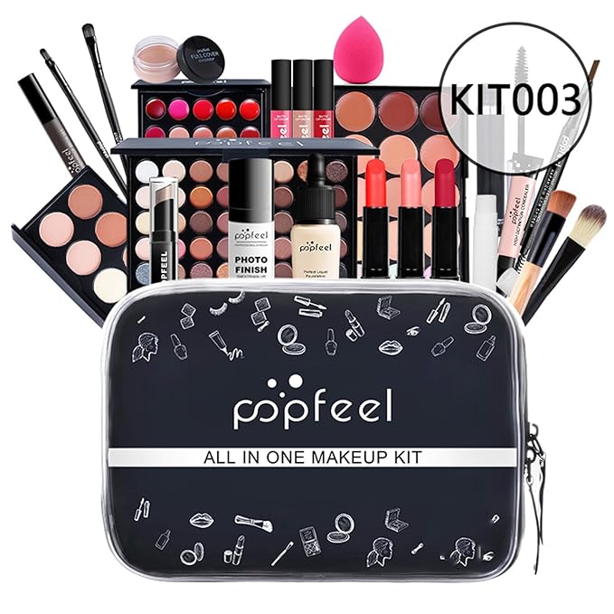 All-in-One Makeup Gift Set Travel Makeup Kit Complete Starter Makeup Bundle Lipgloss Lipstick Concealer Blushes Powder Eyeshadow Palette Cosmetic Palette for Teen Girls & Adults #2-Velvo Beauty
