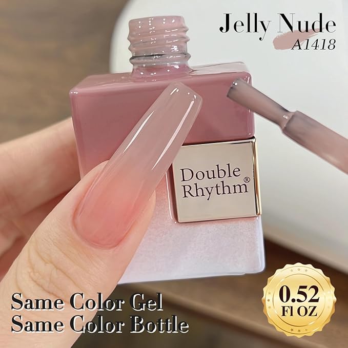 Double Rhythm Translucent Gel Polish Sheer Neutral Natural Light Milky Same Color Same Bottle 15ML Jelly Nail Polish Nail Art DIY at Home (Milky Nude Purple-A1414)-Velvo Beauty