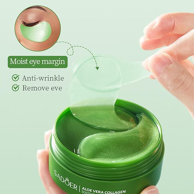 60 Pcs Under Eye Patches, Aloe Vera Eye Masks for Dark Circles & Puffiness with Collagen, Relieve Dryness, Reduce Fine Lines, Soothing Hydrating Under Eye Mask, Skin Care Eye Patches-Velvo Beauty