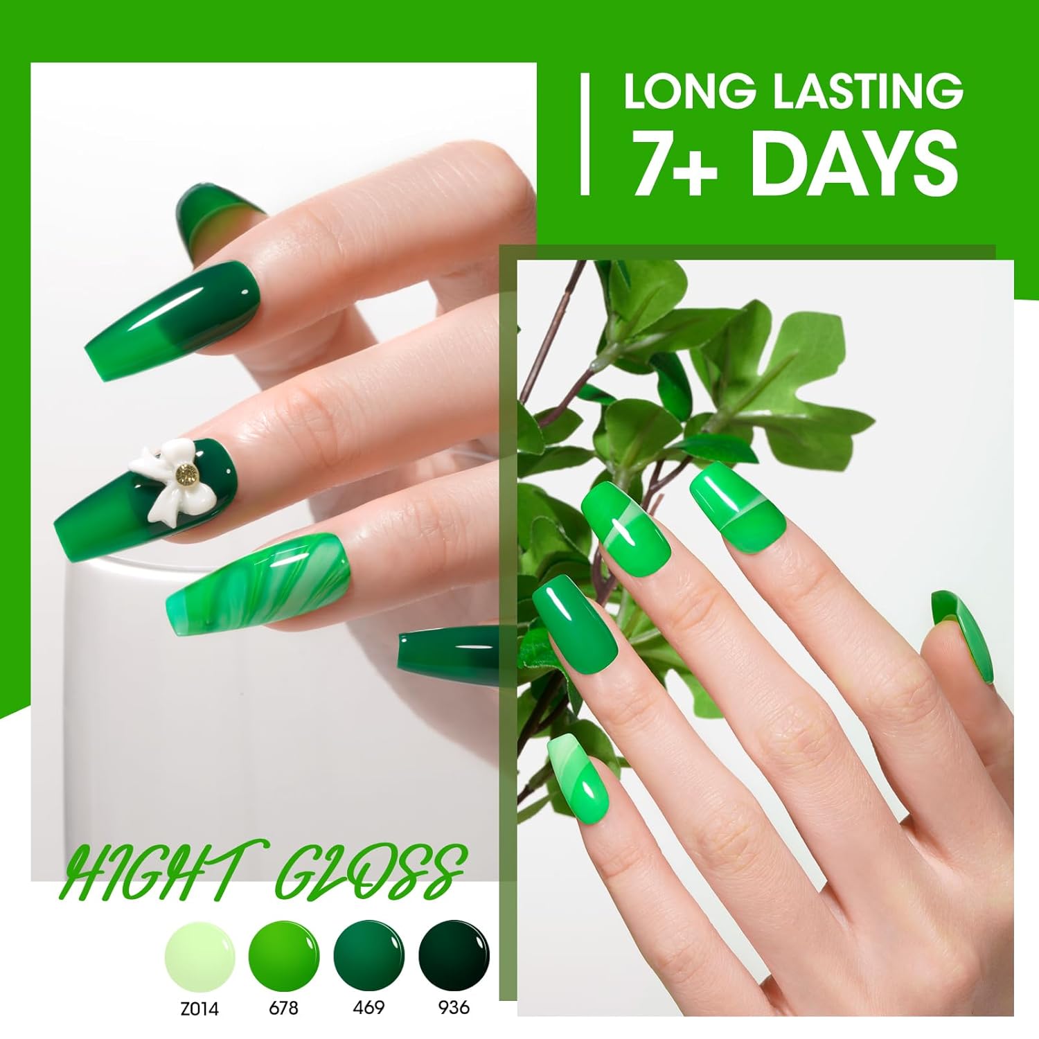 GELLEN Green Regular Nail Polish Non Gel, Fast Air Drying Full Size Green Nail Polish No UV Light Needed Spring Summer Dark Light Grass Forest Jungle 6 Colors Set for Women Manicure St. Patrick's Day-Velvo Beauty