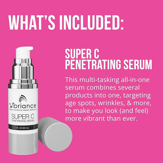 Vibriance Premium Skincare Bundle | Super C All-in-One Serum, Face Cleanser, Moisturizing Cream, Sheer Zinc Sunscreen SPF 50, Age Defying Body Creme - Heal, Hydrate, Protect, Rejuvenate-Velvo Beauty