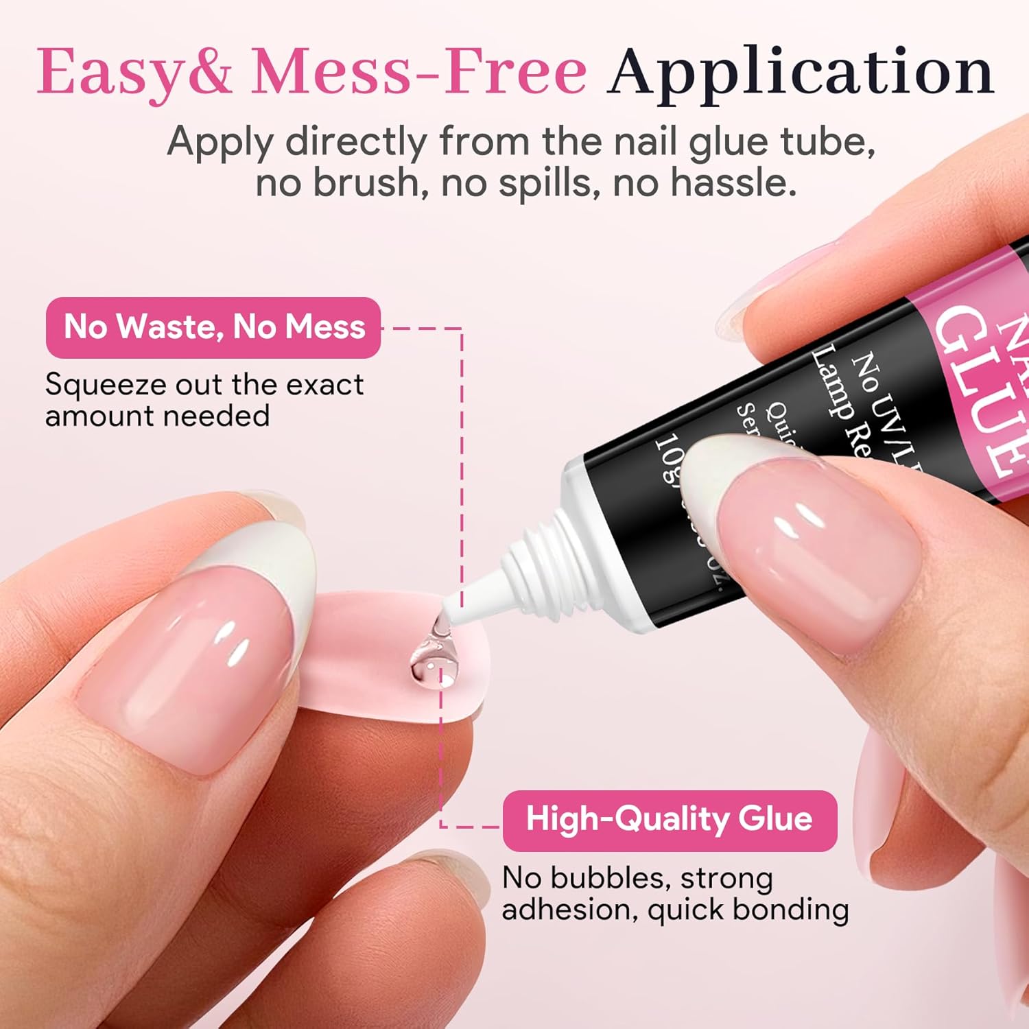 No-Lamp Nail Glue & Remover Set for Press Ons, 10ml Quick Dry 28 Days Super Strong Hold Glue on Nails, 10g Gentle Easy Removal with Tools Set for Beginner DIY Home, Not for Gel Polish Base Coat-Velvo Beauty