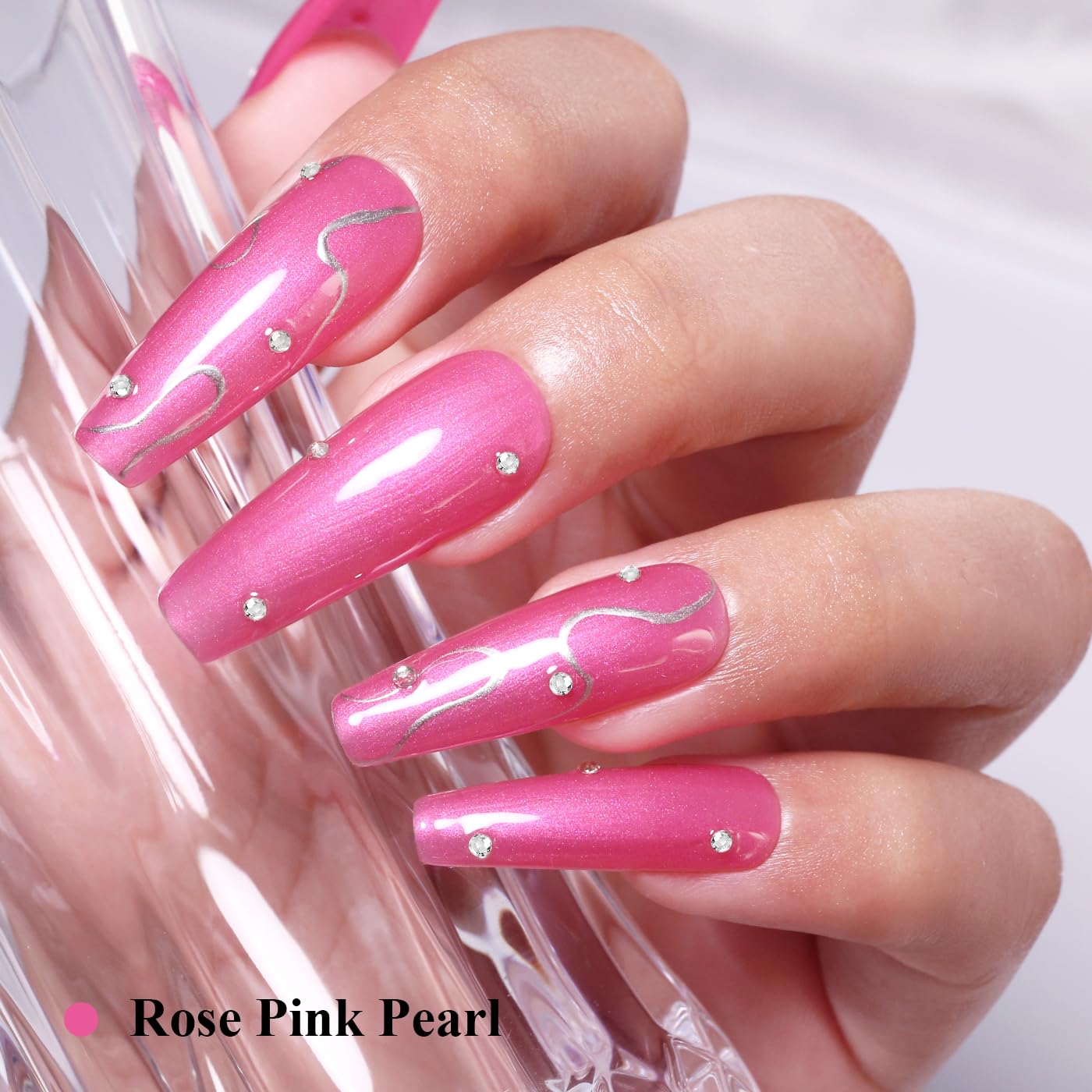 Imtiti Glitter Gel Nail Polish, Rose Pink Pearl Glitter Nail Gel Polish Diamond Shimmer Sparkle Soak Off UV LED Spring Summer Manicure 10ML-Velvo Beauty