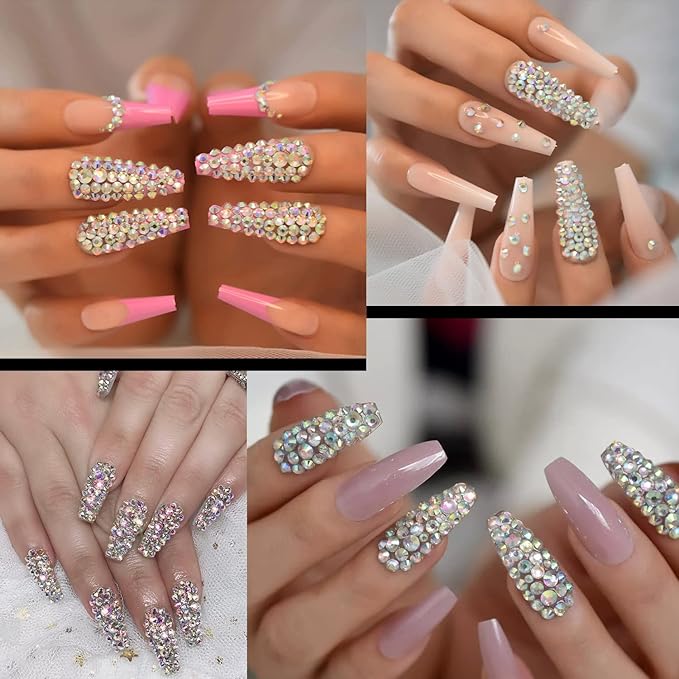 Flat Back Rhinestone Kits Colorful Rhinestones+Crystal AB Gems With Picker Pencil And Tweezer For Home DIY And Professional Nail Art-Velvo Beauty