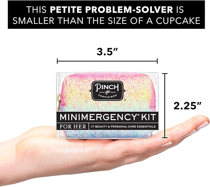 Pinch Provisions Rainbow Minimergency Kit, includes 17 Travel-Sized Cosmetic Essentials, Convenient for Purses, Emergency Beauty Accessories, Gifts for Holiday’s & Birthday’s-Velvo Beauty