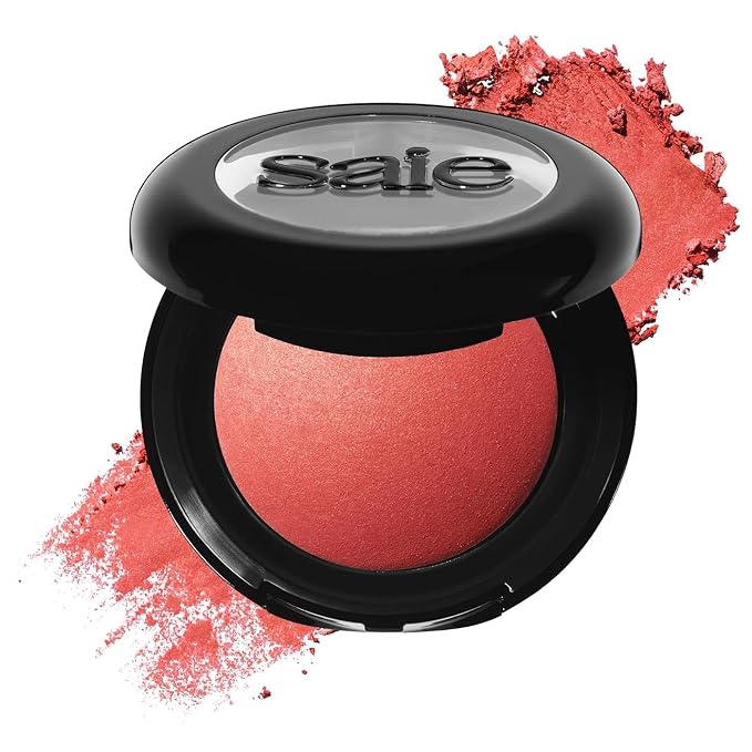 Saie SuperSuede Baked Blush - Talc-Free Powder Blush for All Day Wear - Enriched with Plant-Derived Squalane + Glycerin to Help Moisturize Dry Skin - Stella (0.1 Ounce)-Velvo Beauty