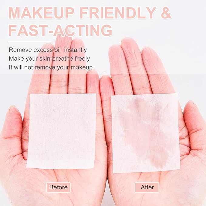 2 Pack Matter Blotting Paper for Oily Skin Total 100 Sheets with Mirror Case and Makeup Puff - Easy Dispensing Oil Blotting Sheets for Face,Makeup Friendly Oil Absorbing Sheets-Velvo Beauty