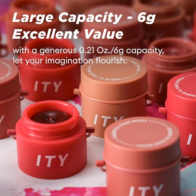 ITY Velvet Matte Finish Lip Stain-Mousse Textured Pudding Pot Lip Clay with Brush, Red Shade, Dual-Use as Lipstick and Blush, Conceals Lip Lines, Rich Pigment, 0.21 oz (6g) in Cherry Bliss-Velvo Beauty