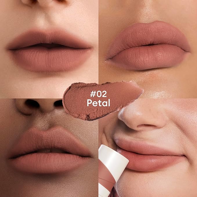 ITY Velvet Matte Finish Lip Stain-Mousse Textured Lip Clay, Nude Shade, Conceals Lip Lines, Rich Pigment Lip Tint Lipsticks, 0.14 oz (4g) in Petal-Velvo Beauty