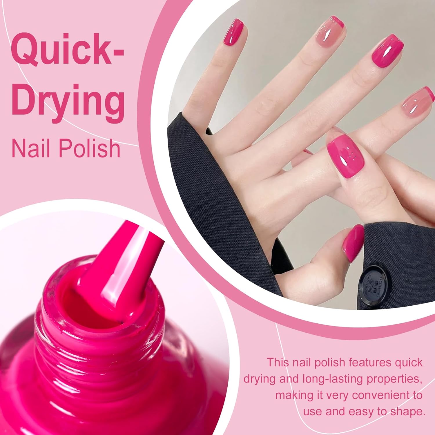 Major Dijit Neon Pink Quick Dry Regular Nail Polish - Nail Art Lacquer, 0.41 Fl Oz-Velvo Beauty