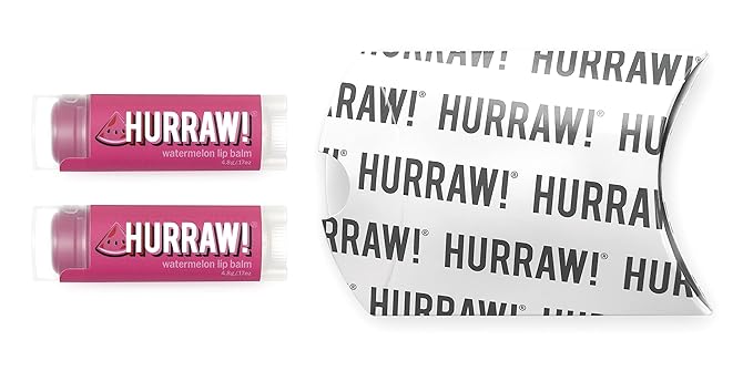 Hurraw! Watermelon Lip Balm, 2 Pack: Organic, Certified Vegan, Cruelty and Gluten Free. Non-GMO, 100% Natural Ingredients. Bee, Shea, Soy and Palm Free. Made in USA-Velvo Beauty