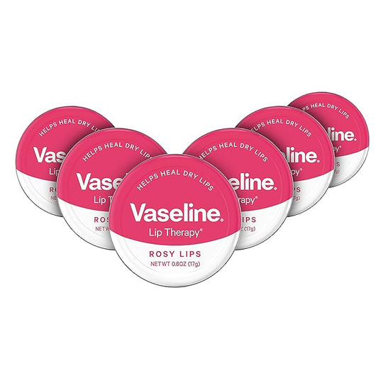 Vaseline Lip Therapy Lip Balm Tin Rosy Lips 0.6 oz 6 Count-Velvo Beauty