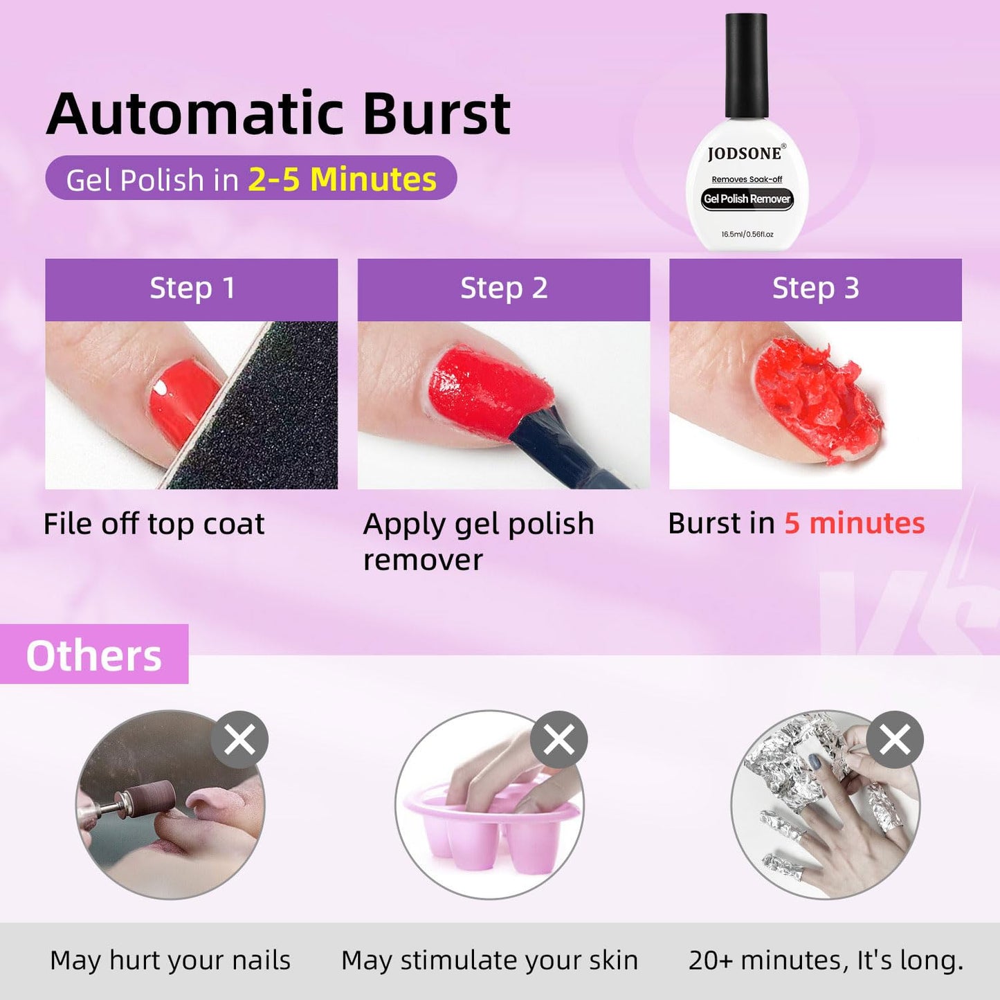 JODSONE Gel Nail Remover 16.5ml No Need Soaking or Wrapping for Nails 3-5 Minutes Effective Gel Nail Polish Remover for Quick And Easy Removal At Home-Velvo Beauty
