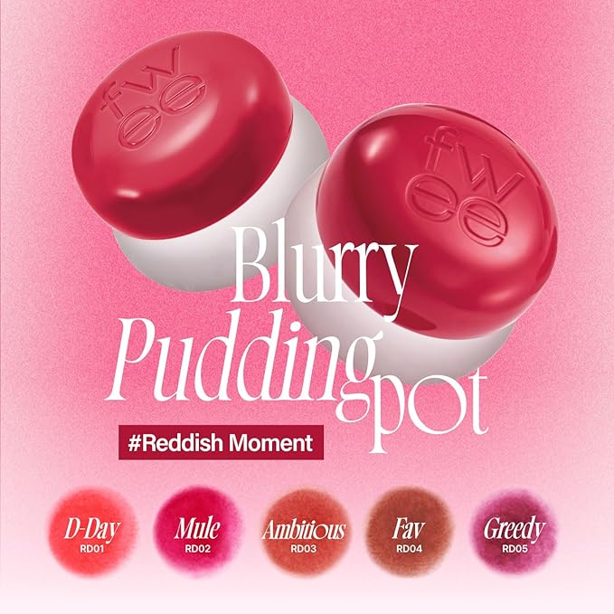 Lip&Cheek Blurry Pudding Pot | Reddish Moment - Fav | Makeup Blush, Buildable Lightweight, Multi-Use Soft Matte Finish | 5g-Velvo Beauty