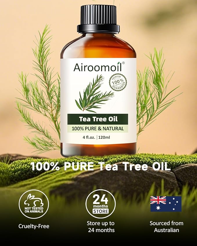Pure Tea TreeEssential Oil, 100% Pure Natural Tea TreeEssential Oil, Premium Grade Essential Oils for Diffusers for Home, Skin, Care Massage, Soap Making, Aromatherapy, 4 Fl Oz | 120ml-Velvo Beauty