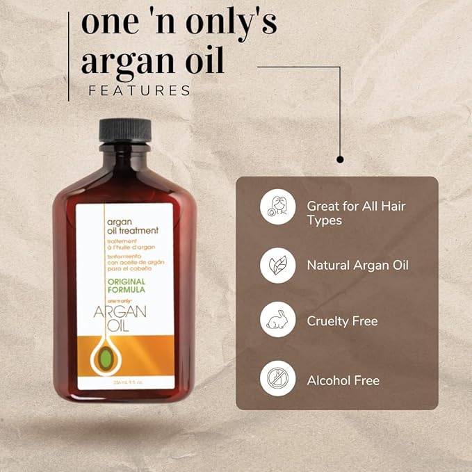 One 'n Only Argan Oil Hair Treatment - Hair Oil Smoothes and Strengthens Dry Damaged Hair, Eliminates Frizz, Creates Brilliant Shines, Non-Greasy Formula, 3.4 Fl. Oz-Velvo Beauty