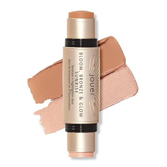 Jouer Bloom, Bronze & Glow Bronzer + Highlighter Stick - Cream Contour Makeup Stick - Hydrating Rose Hip Oil and Squalane Formula, Sunrise-Velvo Beauty