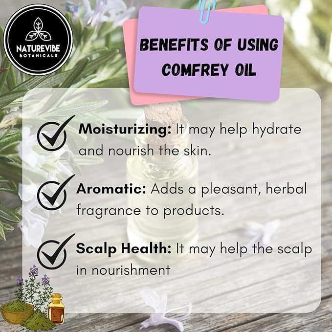 Naturevibe Botanicals Comfrey Oil 32 Ounces | 100% Pure and Natural | Great for Skin Care and Hair Care-Velvo Beauty