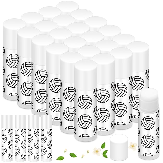 Demissle 24 Pcs Sports Team Gifts Sports Lip Balm Sports Party Favors Sports Theme Lipstick for Team Gifts(Volleyball)-Velvo Beauty