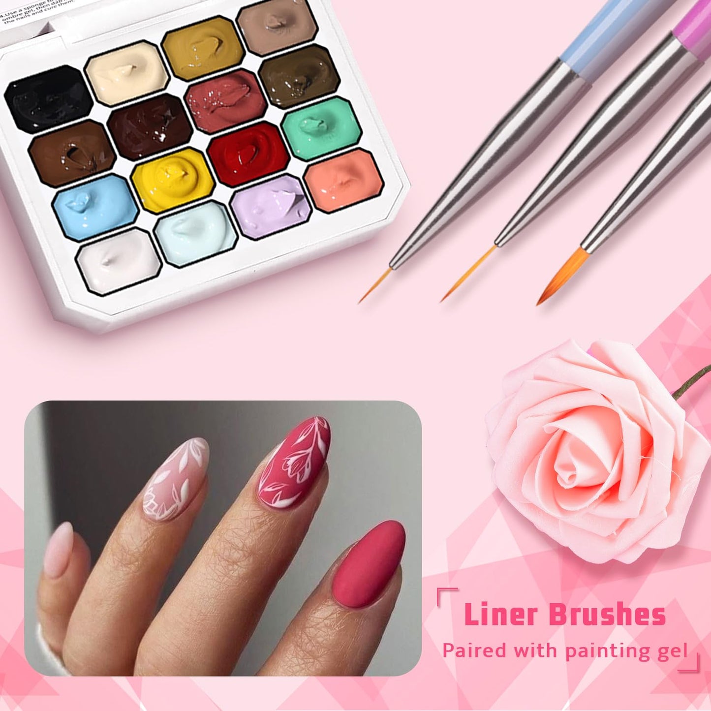 Sponge Pat Paint Nail Gel, Ombre Nails Gradient Gel Nail Blush Blooming Aura Nails Drawing Stripper Floral Painting DIY Nail Art, No Wipe, UV/LED Curing (16 Colors H)-Velvo Beauty