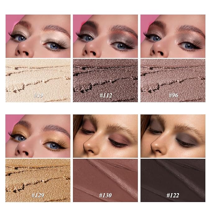 Brown Eyeshadow Stick Makeup 6PCS Set, Neutral Eyeshadow Palette Metallic Shimmer Matte Cream Eye Shadow Eyeliner Brightener Pencil Crayon - TAUPE MAUVE-Velvo Beauty