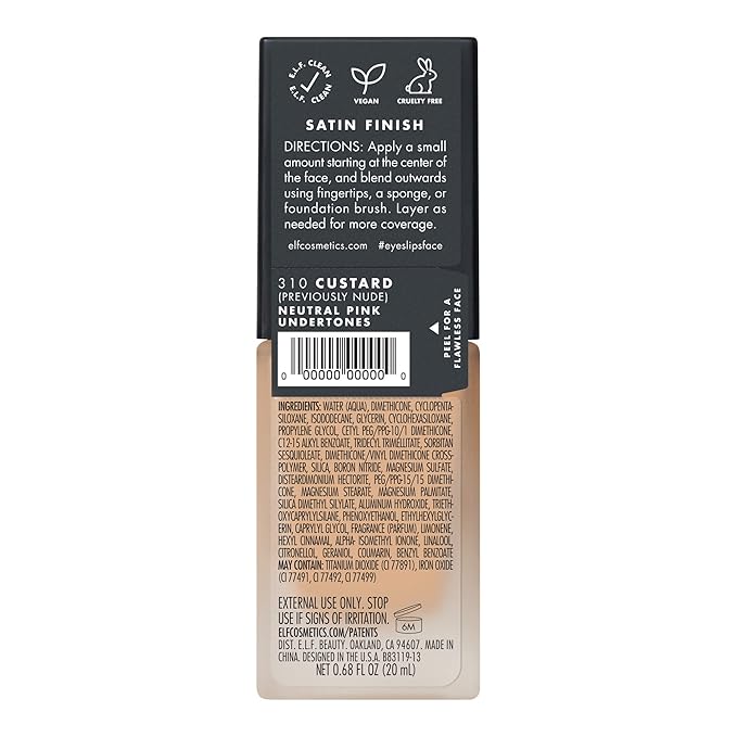 e.l.f. Flawless Finish Foundation | Lightweight, Medium Coverage & Semi-Matte | Nude | 0.68 Fl Oz (20mL) (Packaging may vary)-Velvo Beauty