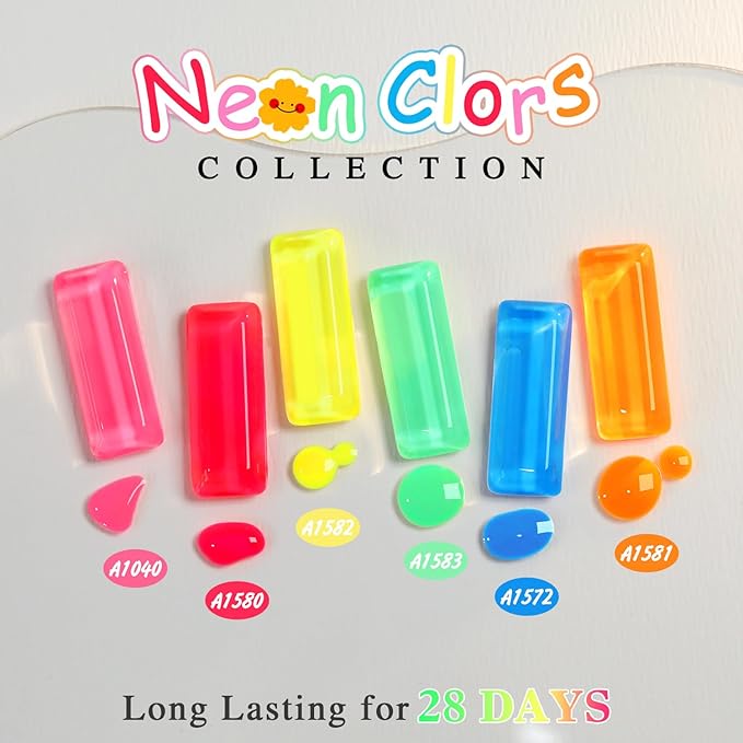 Double Rhythm 6 Pcs 15 ML Gel Polish Set Same Color Same Bottle Soak Off Gel Polish Kit Nail Art Manicure Salon DIY at Home for Women (Pastel Red Pink Orange Yellow Green-T6-11)-Velvo Beauty