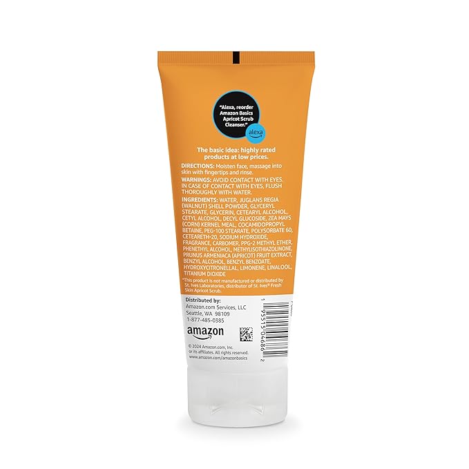 Amazon Basics Apricot Scrub Facial Cleanser, 6 Ounce (Previously Solimo)-Velvo Beauty