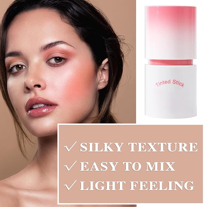 Cream Blush Stick with Brush and Makeup Sponge,Waterproof Multi Cream Makeup Stick,Lightweight,Long-lasting,2 in 1 Multi Blush for Cheeks & Lip Tint & Eyeshadow K-Velvo Beauty