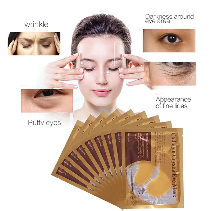 MEICOLY 30 Pads Lip and Eye Mask Sheet Moisturizing Gold Under Eye Mask Gel Crystal Collagen Anti-Aging Eye Patches Dark Circle Remover with Box,B-Velvo Beauty