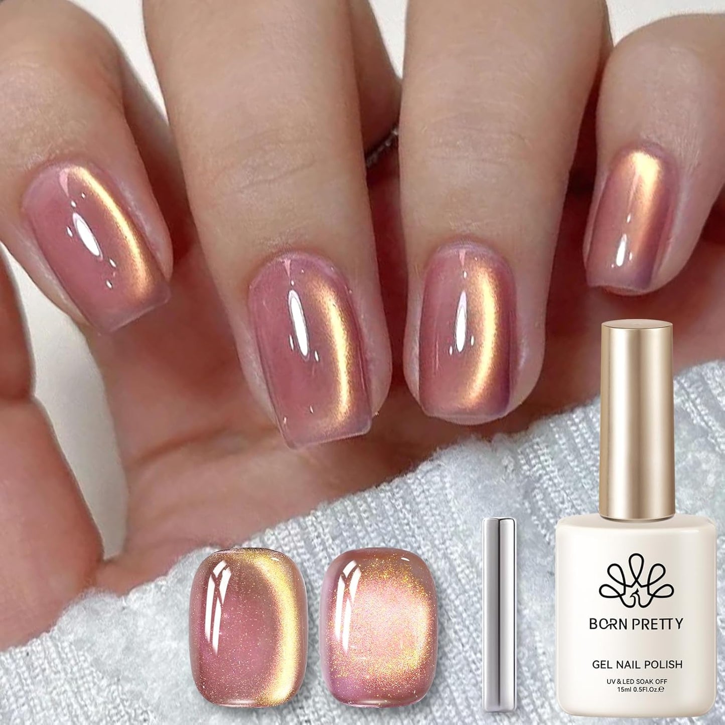 BORN PRETTY Cat Magnetic Eye Gel Nail Polish,Violet haze Jelly Glass Magnetic Gel Polish,Glitter Soak Off Nail Art Salon Manicure Home Gift 15ml-Velvo Beauty