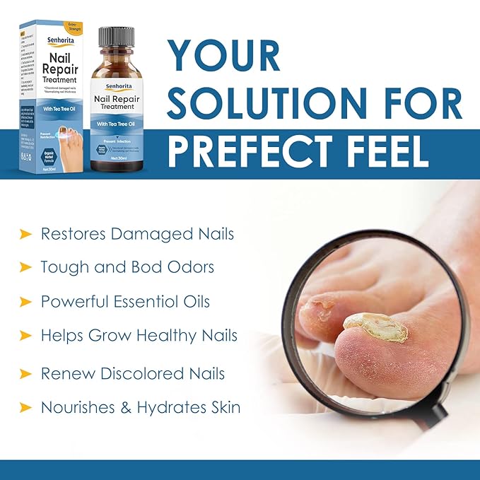 Toenail Repair Treatment, Extra Strength Nail Repair Liquid with Natural Tea Tree Oil Extract, Toenail Repair Solution for Thickened and Ingrow Nails-Velvo Beauty