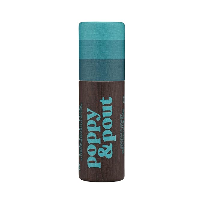 Poppy & Pout Coastal Coconut Jumbo Lip Balm | All Natural Lip Balms & Moisturizers | Hydrates with Beeswax, Vitamin E, Organic Coconut Oil | Cruelty-Free | Lip Balm in Recyclable Cardboard Tube-Velvo Beauty