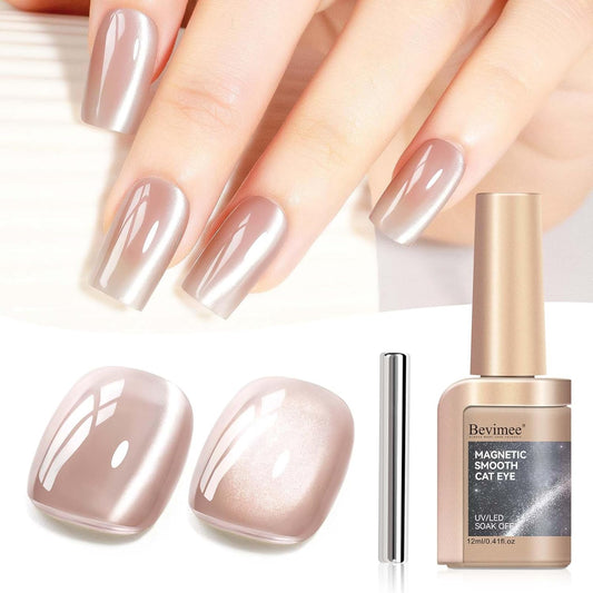 Nude Magnetic Cat Eye Gel Nail Polish Set with Magnetic Stick and Nail Lamp, 12ML-Velvo Beauty