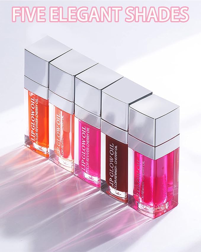 Hydrating Plumping Lip Glow Oil,Tinted Lip Gloss,Transparent Toot Lip Oil,Long Lasting Moisturizing Clear Glow Reviver Lip Oil for Lip Care Dry Lips,Women's Day Makeup Gift for Women(#001 Pink)-Velvo Beauty